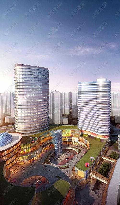 现代商业综合体带效果图高层住宅小区建筑su模型